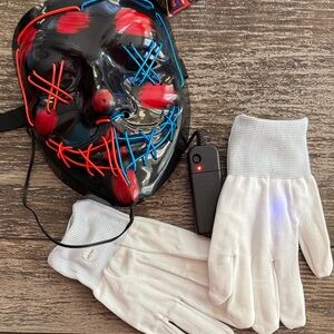 Vibrant LED Mask with White Gloves